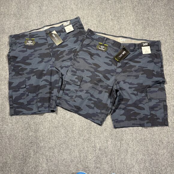 Lee Cargo Shorts Mens 38 Camo Blue Active Stretch Motion Flex - Picture 1 of 10